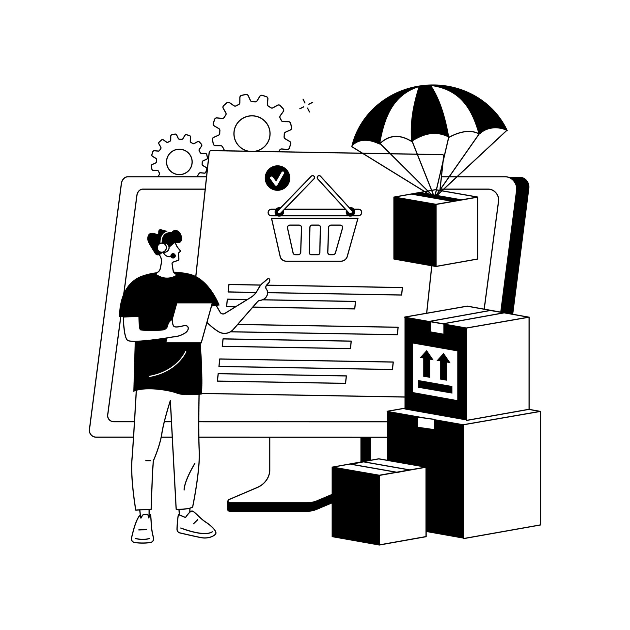 Drop-shipper receives order abstract concept vector illustration.